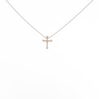 K18PG クロス ダイヤモンドネックレス