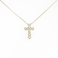 K18YG クロス ダイヤモンドネックレス