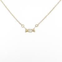 K18YG リボン ダイヤモンドネックレス