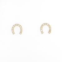 【新品】K18YG ホースシュー ダイヤモンドピアス