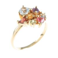 18KTYG ハート カラーストーンリング