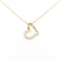 K18YG ハート ダイヤモンドネックレス