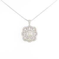 プラチナダイヤモンドネックレス 1．006ct・M・SI2・エメラルドカット