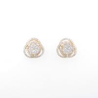 K18YG 2WAY フラワー ダイヤモンドピアス