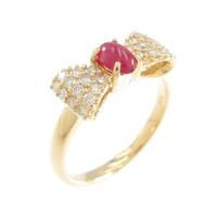 K18YG リボン ルビーリング