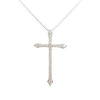 K18WG クロス ダイヤモンドネックレス