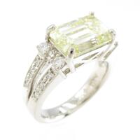 【リメイク】プラチナダイヤモンドリング 4．026ct LY VS2 エメラルドカット