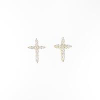 【新品】K18YG クロス ダイヤモンドピアス