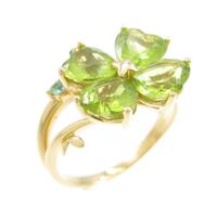 K18YG クローバー ペリドットリング