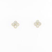 【新品】K18YG フラワー ダイヤモンドピアス