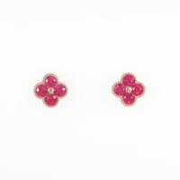 K18PG フラワー ルビーピアス