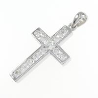 750WG クロス ダイヤモンド ペンダント