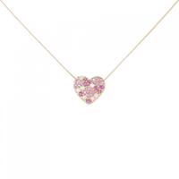 K18PG ハート サファイヤ ネックレス 0.30CT 拡散処理未検査