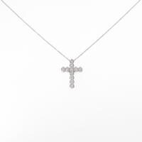 K18WG クロス ダイヤモンド ネックレス 0.50CT