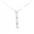 K18WG スリーストーン ダイヤモンド ネックレス 0.49CT