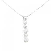 K18WG スリーストーン ダイヤモンド ネックレス 0.49CT