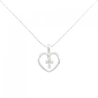K18WG ハート×クロス ダイヤモンド ネックレス 0.04CT