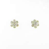 K18WG フラワー ダイヤモンド ピアス 0.50CT