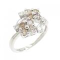 K18WG フラワー ダイヤモンド リング 0.12CT
