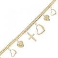 K18YG ハート×クロス ブレスレット