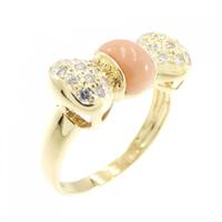 K18YG リボン サンゴ リング