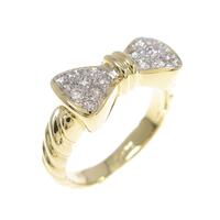 K18YG/K18WG リボン ダイヤモンド ピンキーリング 0.21CT