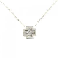 K18YG/PT 2WAY クロス ダイヤモンド ネックレス 0.05CT