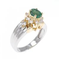 K18YG/PT エメラルド リング 0.45CT