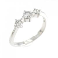 K18WG スリーストーン ダイヤモンド リング 0.24CT