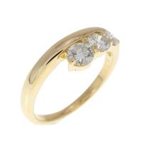 K18YG スリーストーン ダイヤモンド リング 0.50CT