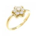 K18YG フラワー ダイヤモンド リング 0.30CT