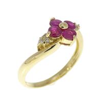 K18YG フラワー ルビー リング