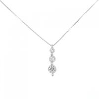 K18WG スリーストーン ダイヤモンド ネックレス 0.50CT