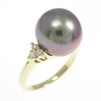 K18YG 黒蝶パール リング 11mm