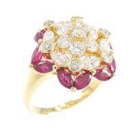 K18YG フラワー ルビー リング 1.27CT