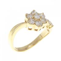 K18YG フラワー ダイヤモンド リング 0.50CT