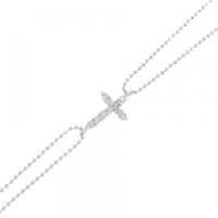 K14WG クロス ダイヤモンド ブレスレット 0.17CT