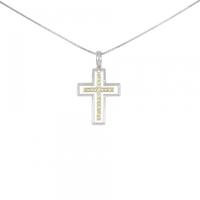 K18WG/K18YG クロス ダイヤモンド ネックレス 0.10CT