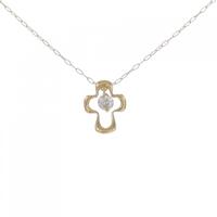 K18YG クロス ダイヤモンド ネックレス 0.10CT