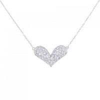 K18WG パヴェ ハート ダイヤモンド ネックレス 1.10CT