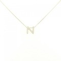 K18YG イニシャルN ダイヤモンド ネックレス 0.15CT