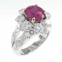 PT/K18YG フラワー ルビー リング 1.78CT