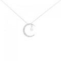 K18WG ムーン ダイヤモンド ネックレス 0.17CT