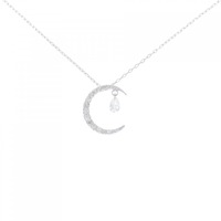 K18WG ムーン ダイヤモンド ネックレス 0.17CT