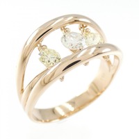 K18PG スリーストーン ダイヤモンド リング 0.65CT