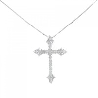 K14WG クロス ダイヤモンド ネックレス 1.00CT