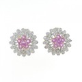 K18YG/K18WG フラワー サファイヤ ピアス 2.11CT 拡散処理未検査