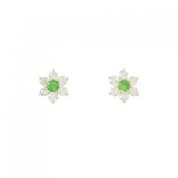 【新品】K18YG フラワー デマントイドガーネット ピアス 0.087CT