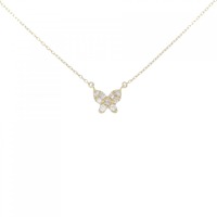 K18YG バタフライ ダイヤモンド ネックレス 0.1CT