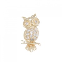 K18YG フクロウ ダイヤモンド ブローチ 0.28CT